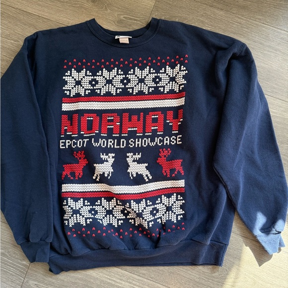 Disney Other - Disney Norway Epcot Sweater - Navy‎ and Red